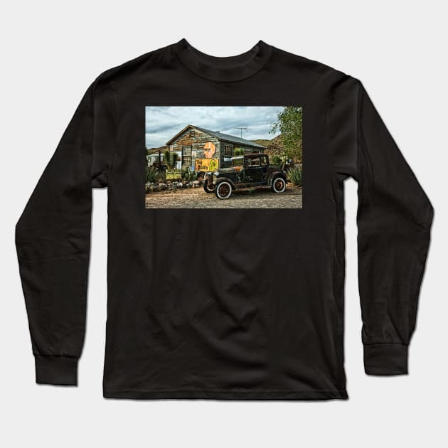 vintage classic car old service station Long Sleeve T-Shirt by STYLISH CROWD TEES